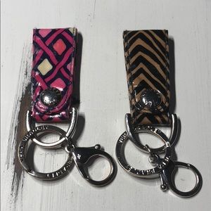 2pc VERA BRADLEY KEY CHAINS WITH SNAP & CLIP